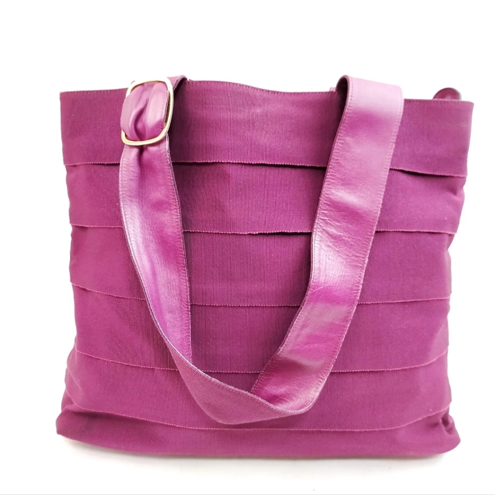 Salvatore Ferragamo Purple Tiered Grosgrain Tote Bag